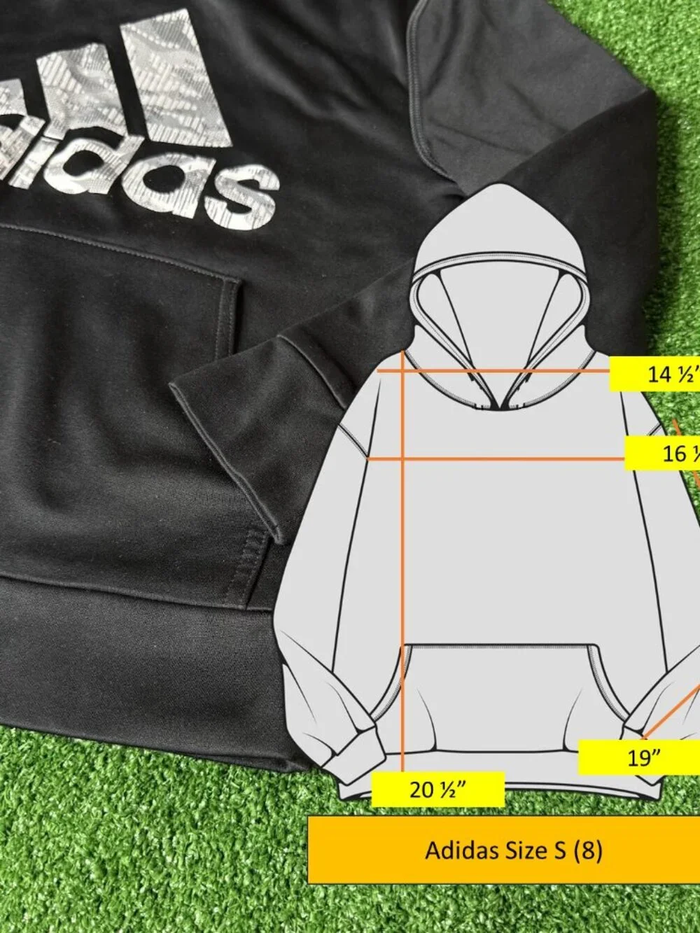 Adidas Youth S (8) Black Fleece Hoodie Sweatshirt Camo Big Logo Pullover